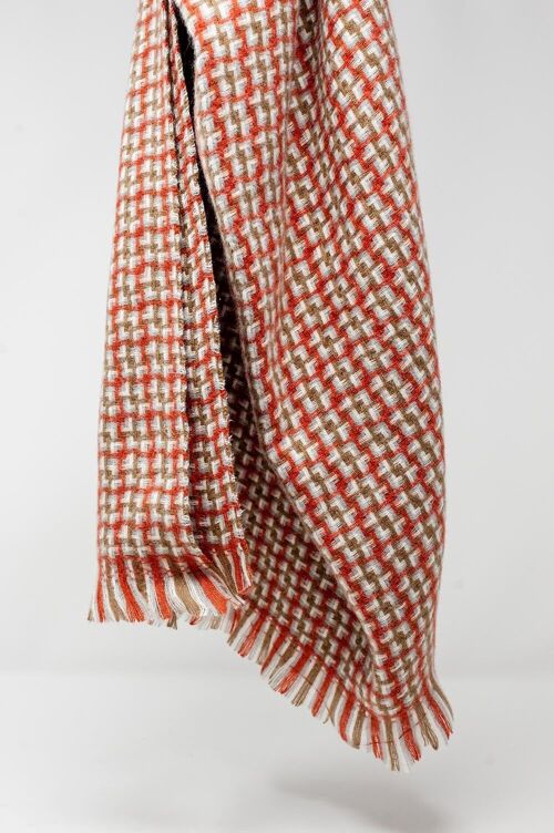 Super soft red scarf with geometric print