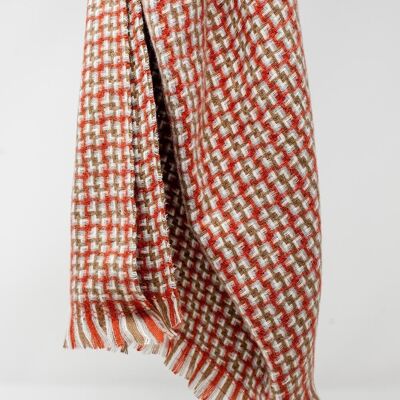 Super soft red scarf with geometric print