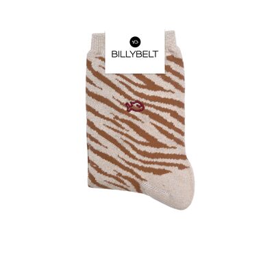 Glitzernde Socken aus gekämmter Baumwolle Zebra - Beige