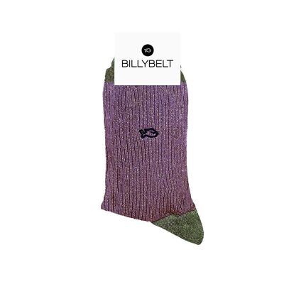 Vintage Combed Cotton Glitter Socks - Purple