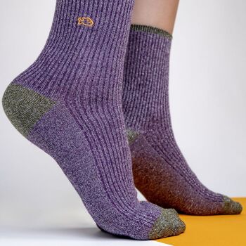 Chaussettes pailletées en coton peigné Vintage - Violet 2