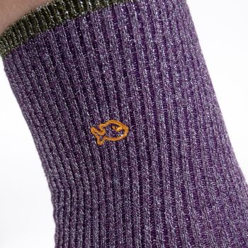 Chaussettes pailletées en coton peigné Vintage - Violet 4