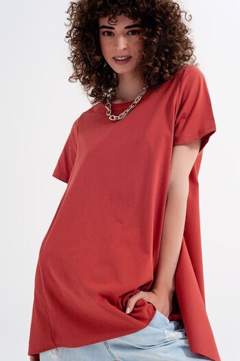 Robe t-shirt en orange 4