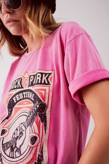 T-shirt graphique Rock Park en rose 2
