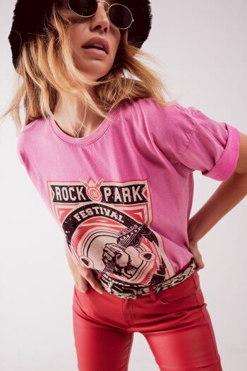 T-shirt graphique Rock Park en rose 5