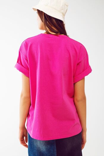 T-shirt avec texte Good Vibes en fuchsia 5