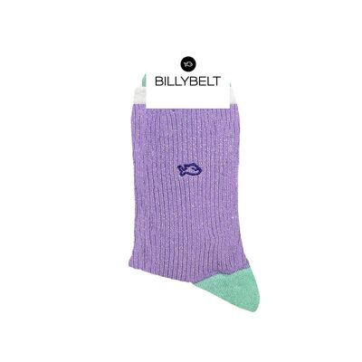 Vintage combed cotton sequined socks - Lilac
