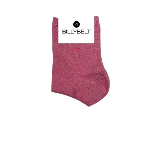 Chaussettes pailletées en coton peigné Unies - Rose pêche