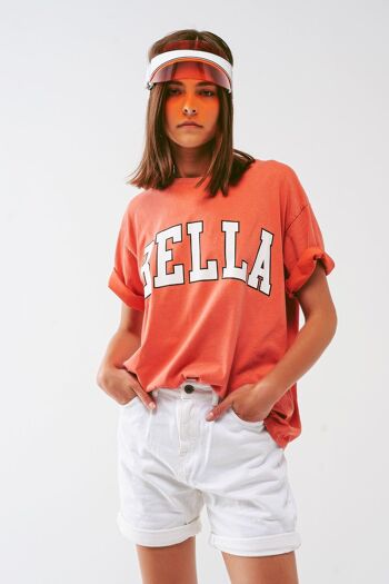 T-Shirt avec Bella Text en orange 1