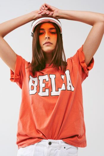 T-Shirt avec Bella Text en orange 4
