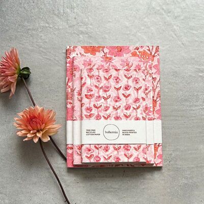 Ensemble de 3 carnets de notes, rose vintage