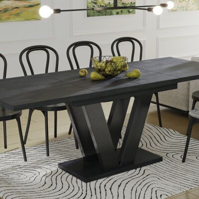 Table de salle à manger extensible noire Cooper Longueur 130-210 (cm) x Largeur 80 (cm) x Hauteur 75 (cm) Plateau de table de haute qualité