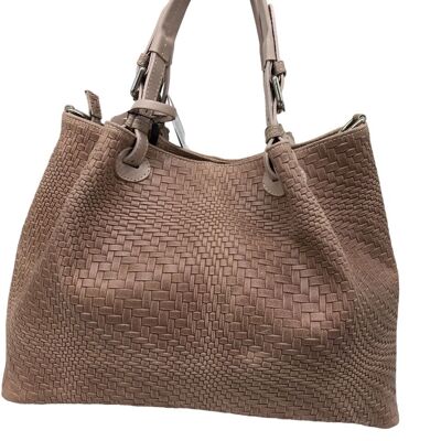SOFT AND ROOMY HOBO/TOTE BAG IN WOVEN SUEDE LEATHER - B438 CARRIE B