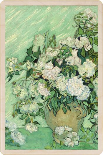 Carte postale en bois VAN GOGH, ROSES Fine Art Card 1
