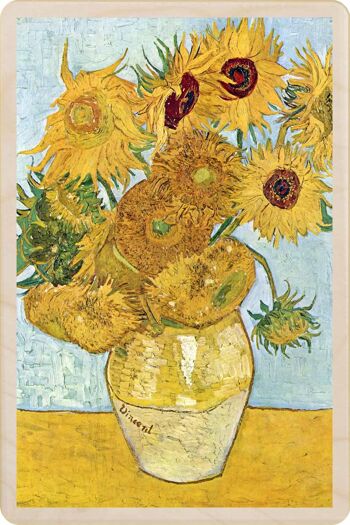 Carte postale en bois VAN GOGH, TOURNESOLS Fine Art Card 1