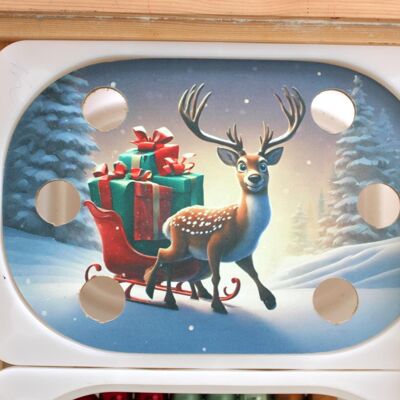 WOODEN PLATE FOR FLISAT/TROFAST TABLE REINDEER AND HIS SLED