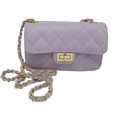 CLUTCH BAG IN QUILTED LEATHER WITH FLAP AND GOLDEN CHAIN ​​AND LEATHER SHOULDER STRAP - B493 CHANELLINA