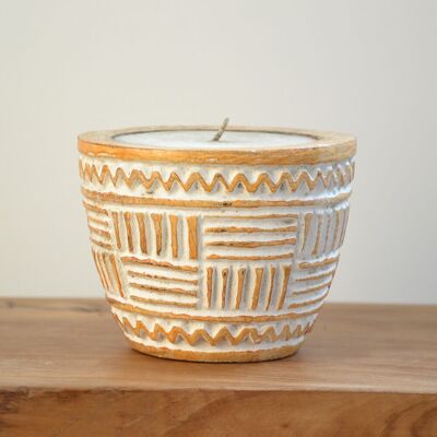 Carved wooden candle
