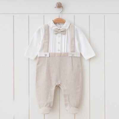 A Pack of Four 100% Cotton Elegant Style Baby Boy Linen Footed Bodysuit