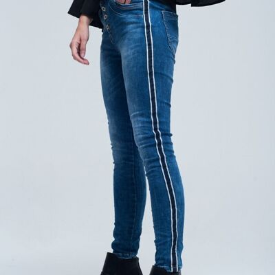 Skinny-Jeans mit Streifen an der Seite