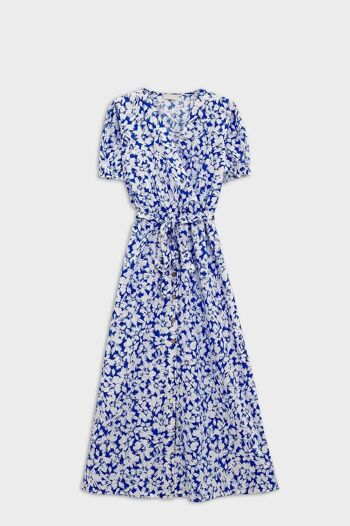 robe longue d'été à imprimé fleurs bleues 1