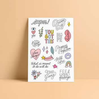 Carte "Eye love you" Saint-Valentin - tatouages éphémères couleurs 3