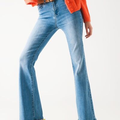 Jeans high flare anni '70 in stretch con lavaggio chiaro
