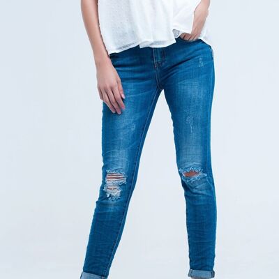 Jeans skinny elasticizzati con strappi