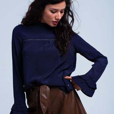 Flowing navy blouse