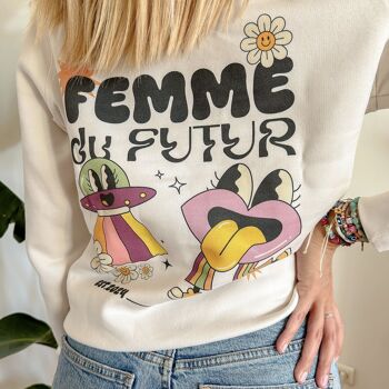 Sweat imprimé pour femme avec message dans le dos 3