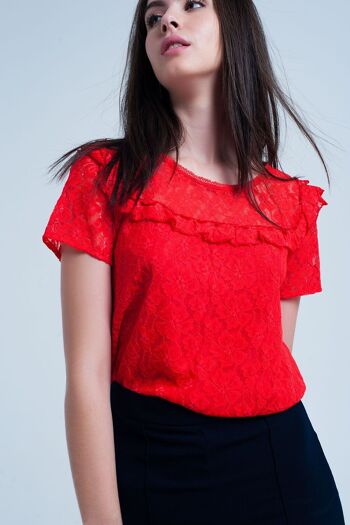 Top dentelle fleur orange 3