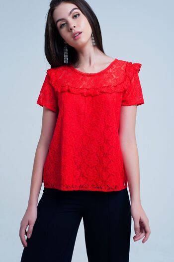 Top dentelle fleur orange 6