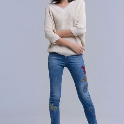 Skinny embroidered jeans