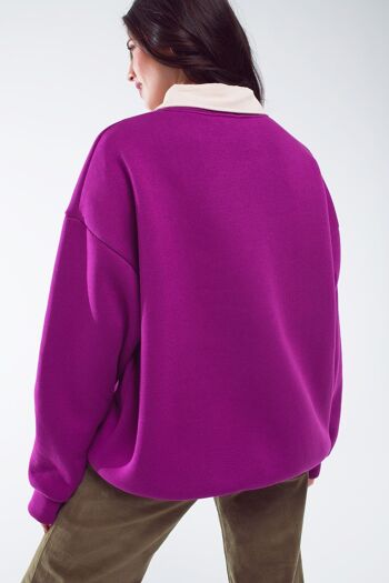 Sweat-shirt oversize avec ville de New York brodée en violet 2