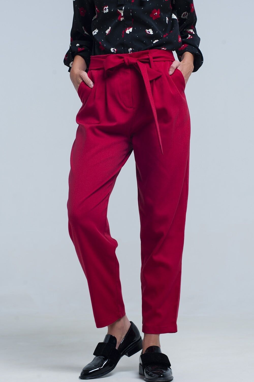 Pantalon hotsell rouge ceinture