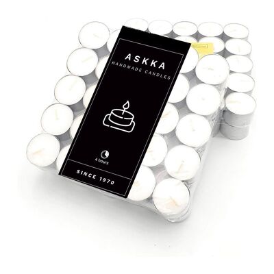 ASSKA Teelichte in AluCup, 100 Stück, 4h Brenndauer (bianco)