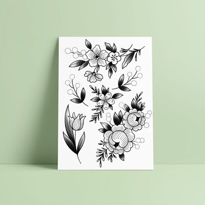 Temporary tattoos - Floral engraving