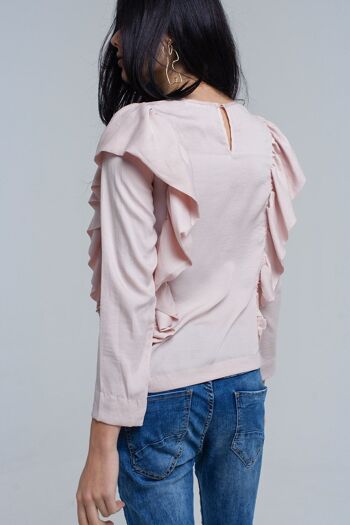 Top avec détail volant en rose pâle 3