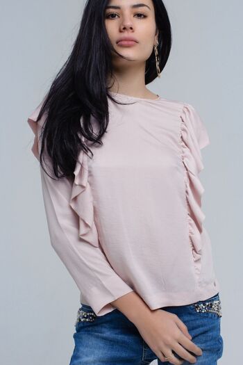 Top avec détail volant en rose pâle 4