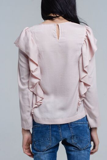 Top avec détail volant en rose pâle 6