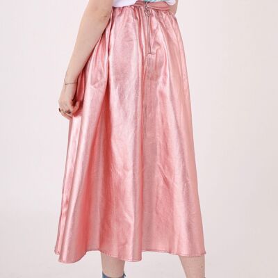 Mid-length skater skirt with metallic effect PINK - RACHY