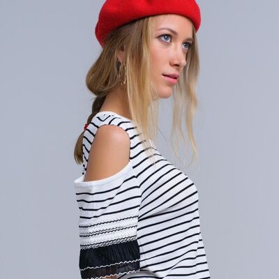 White striped sweater with embroidery