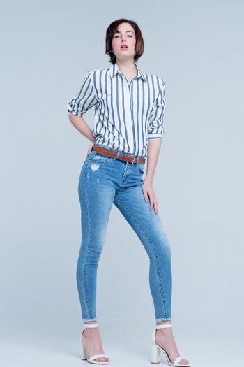 Jean skinny bleu délavé clair 4