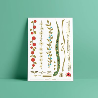 Golden temporary tattoos - The little garden