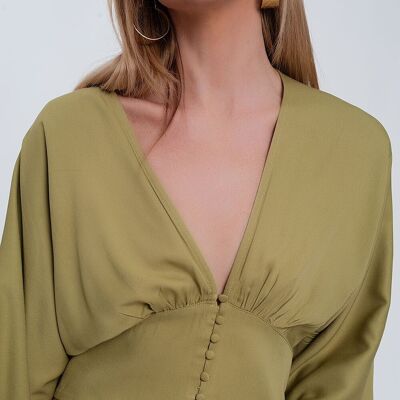 Top with puff sleeves in green