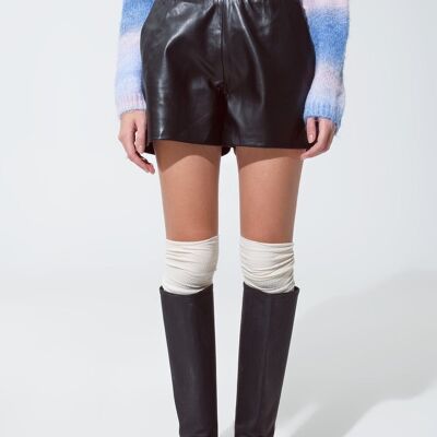 Faux Leather Short Shorts With Waist Detail