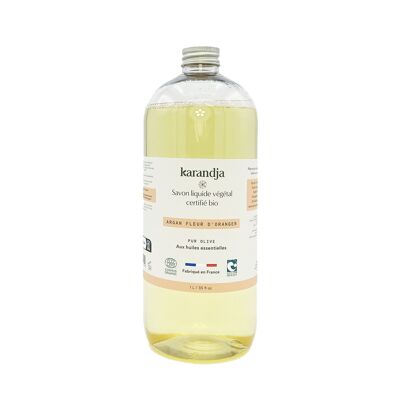Jabón líquido vegetal puro de oliva certificado ecológico ARGÁN FLEUR D’ORANGER 1 L