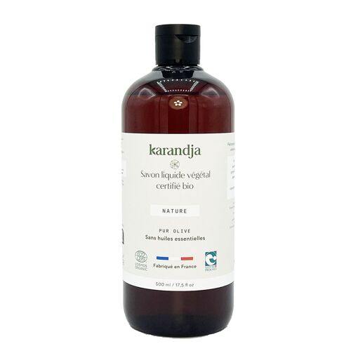 Savon liquide végétal pur olive certifié bio NATURE 500ml