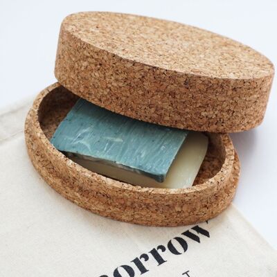 Cork soap box for solid soaps