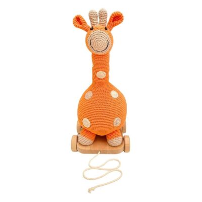 Giocattolo per bambini 2 in 1 Giocattolo da trascinare giraffa arancione morbido